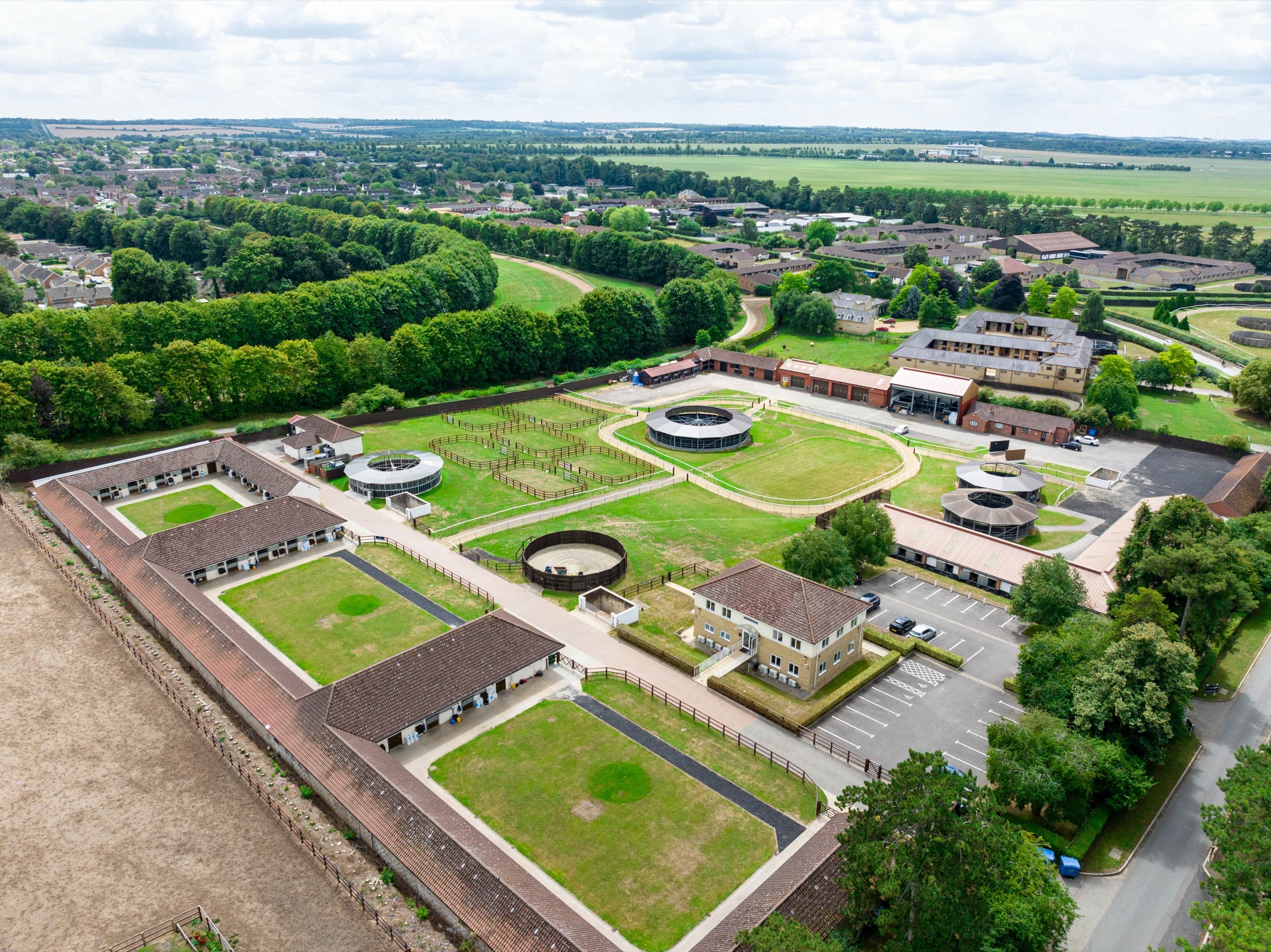 Aerial view of Craven House Stables and its trotting rings