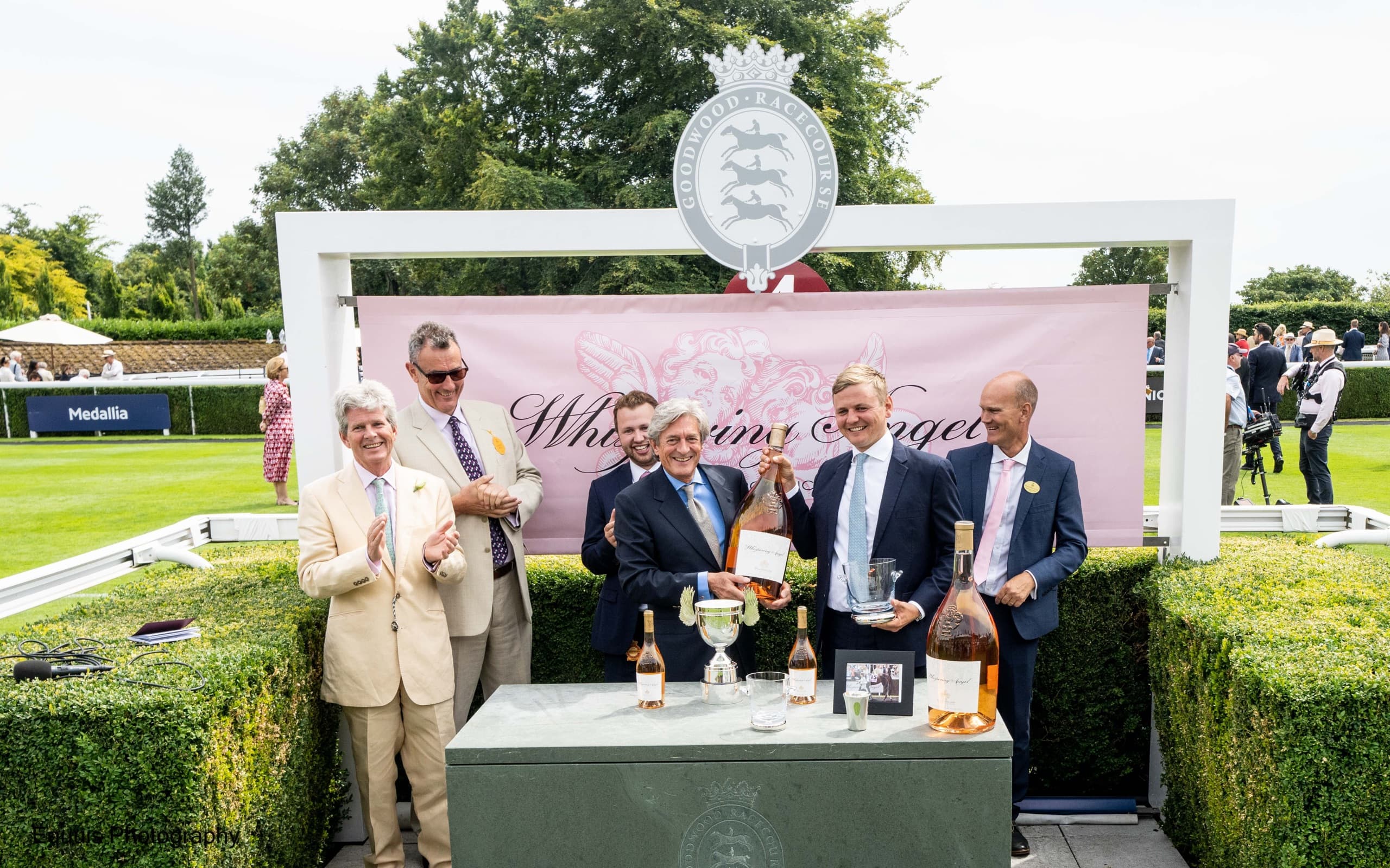 Trophy presentation after a winner